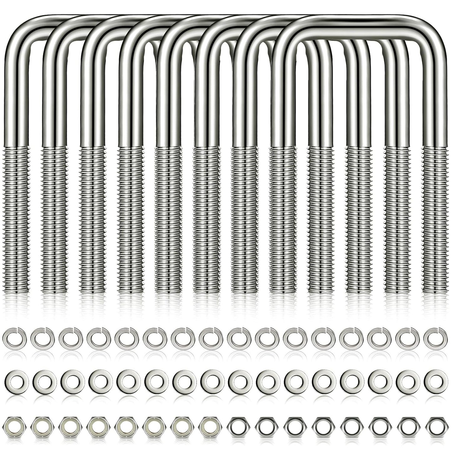 8 Pcs Stainless Steel U-Bolt Set for Boat Trailer and More