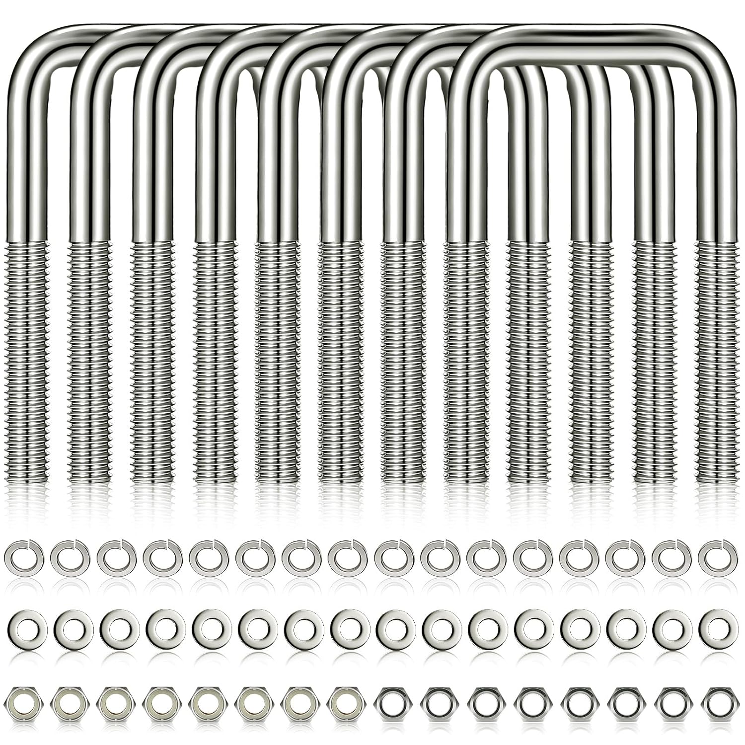 8 Pcs Stainless Steel U-Bolt Set for Boat Trailer and More