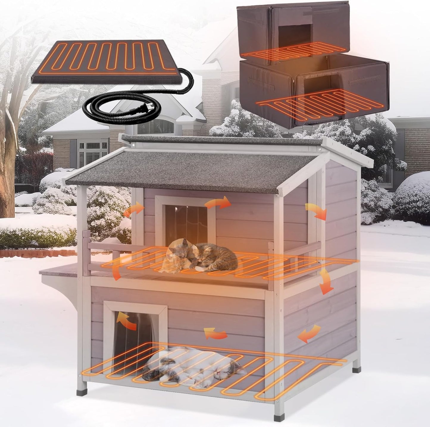 GUTINNEEN Outdoor Heated Cat House for Outside Comfort