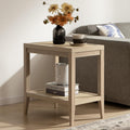 Rattan Nightstand Bedside Table - Farmhouse Boho Narrow Accent