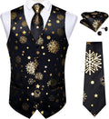 Christmas Men's Suit Vest and Tie Snowflake Waistcoat Set - Festive 6