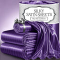 Satin Bed Sheets Twin Size - Silky Striped Twin Sheet Set