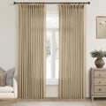 Tan Curtains 102 in Long 2 Panel Set - Tailored Linen Look