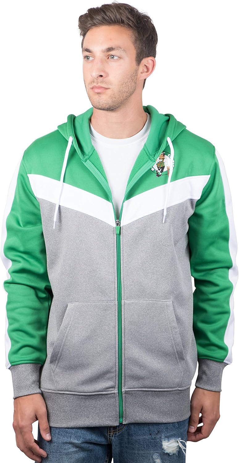 Ultra Game NBA Men's Contrast Back Cut Full Zip Hoodie Sweatshirt