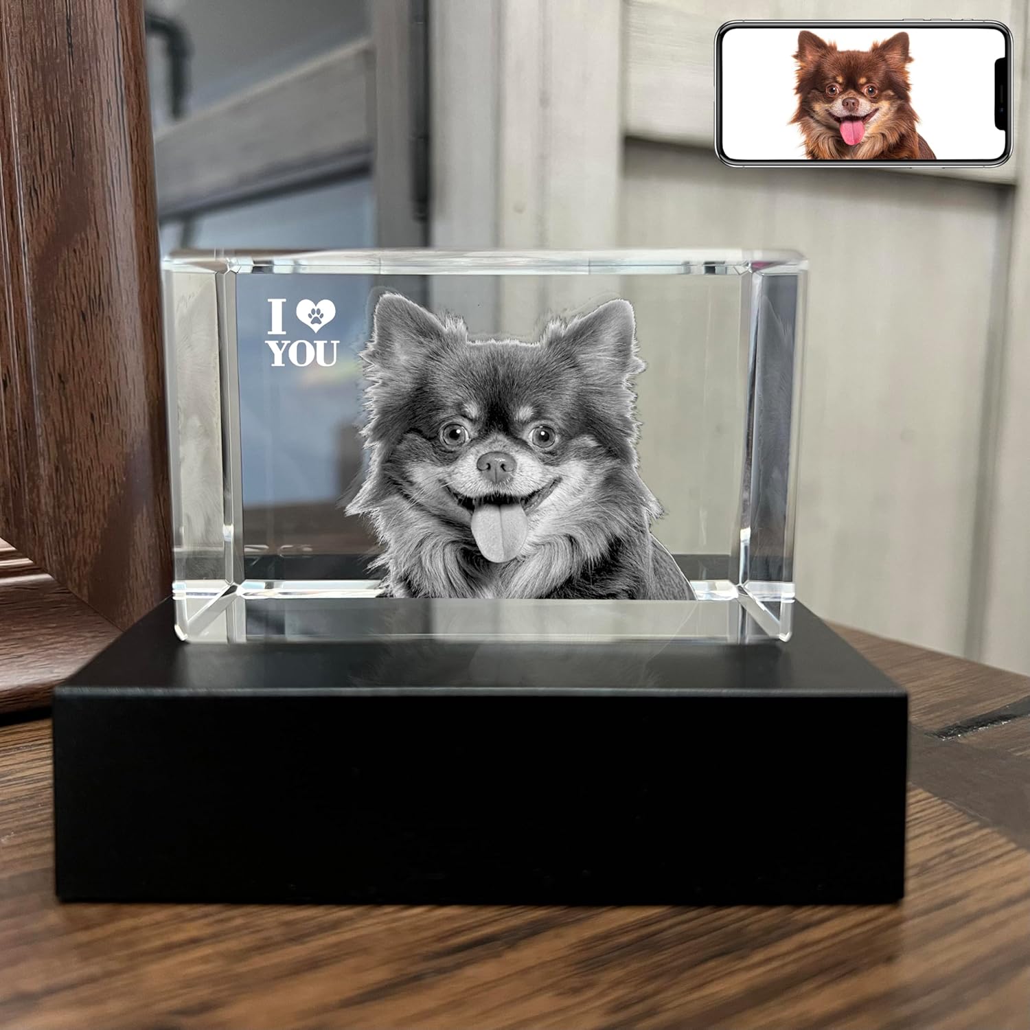 3D Crystal Photo Personalized Dog Cat Memorial Gifts for Pet Owners