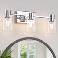 3-Light Modern Vanity Light Fixtures Over Mirror - Polished Chrome