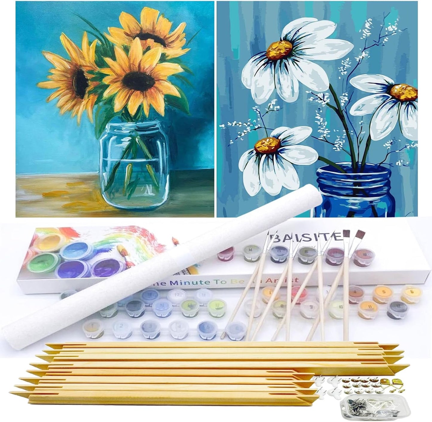 BAISITE Paint by Numbers Kit for Adults - 2 Pack Canvas Set