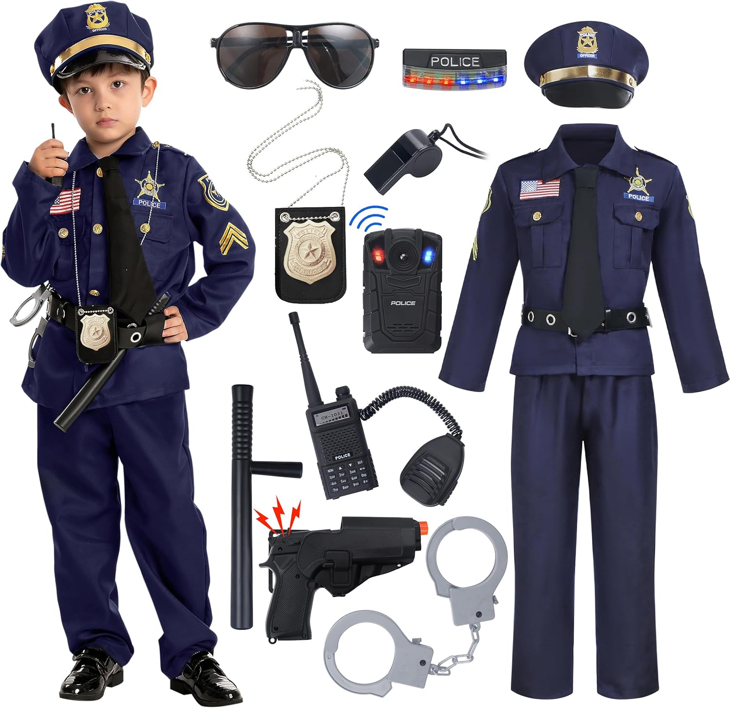 14PCS Halloween Police Costume for Kids - Fun RolePlay Outfit