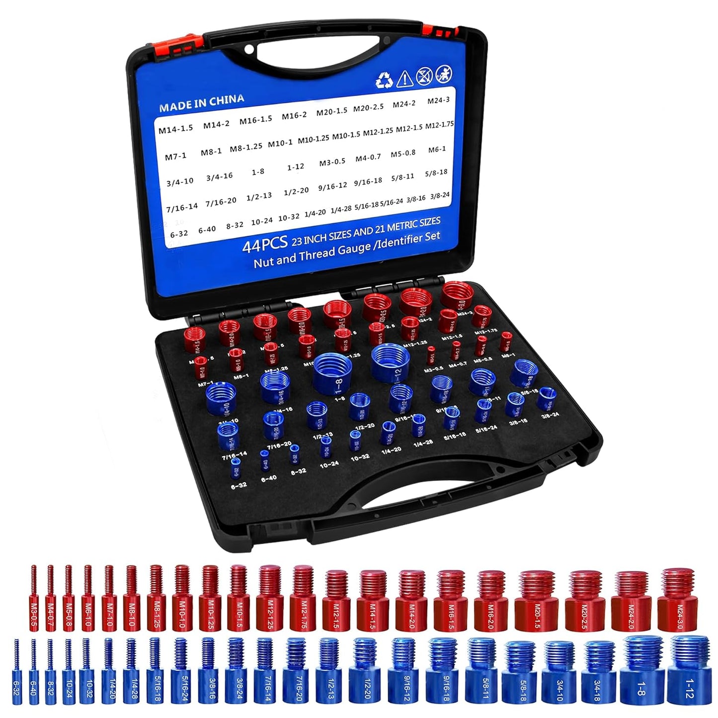 44 Male/Female Thread Gauge Set for Accurate Bolt Measurement