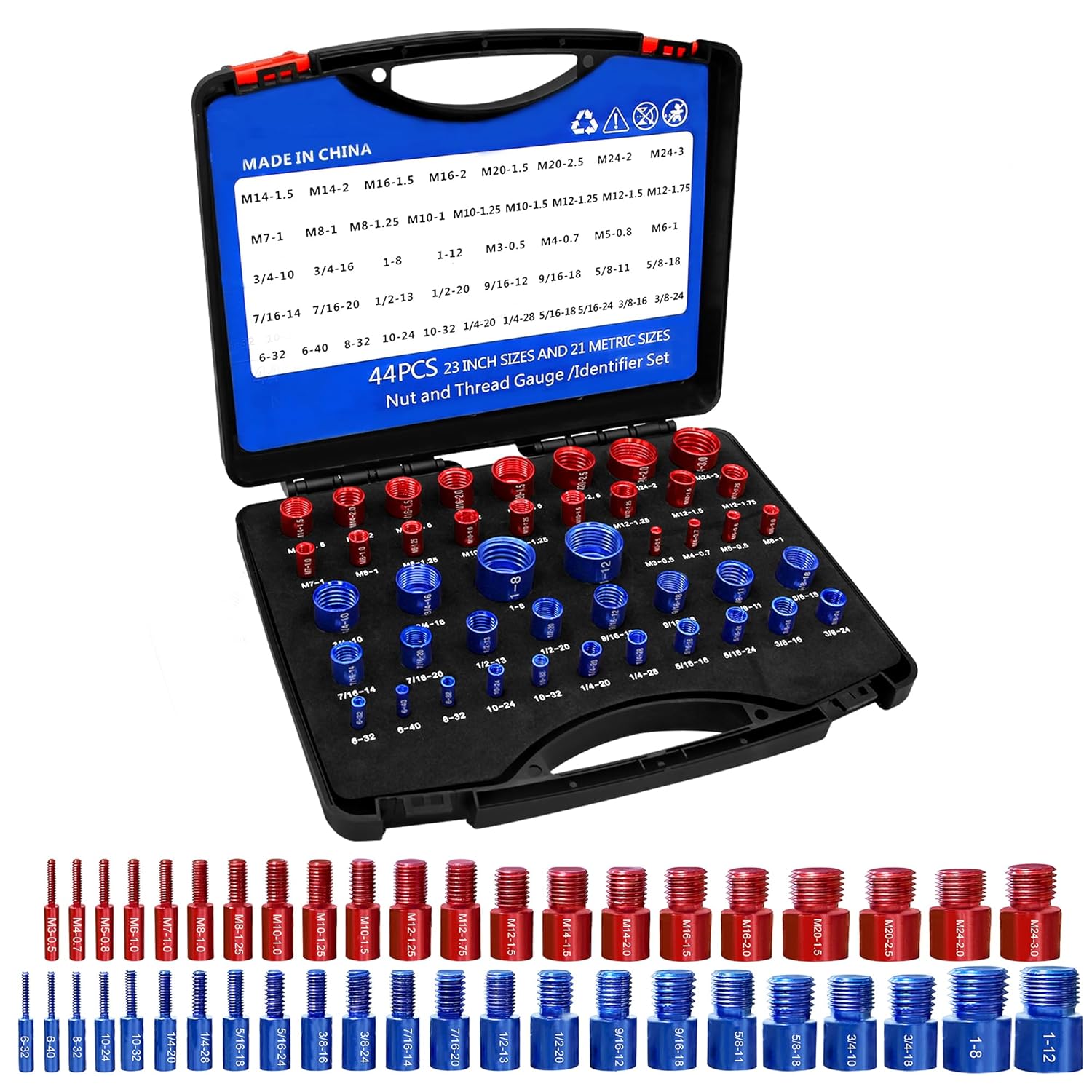 44 Male/Female Thread Gauge Set for Accurate Bolt Measurement