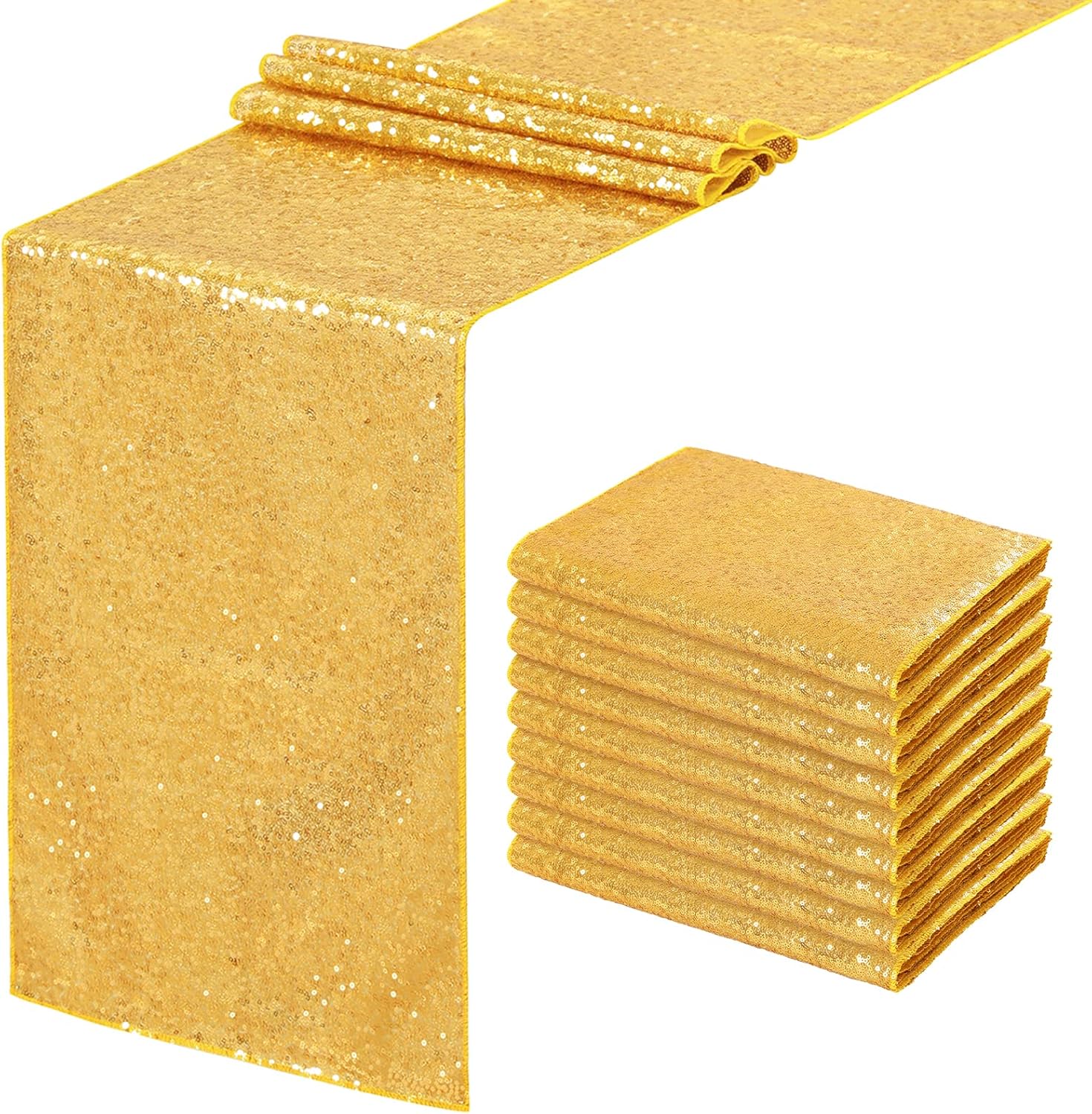 Gold Table Runners 10 Packs 12x108 Inches for Parties and Events