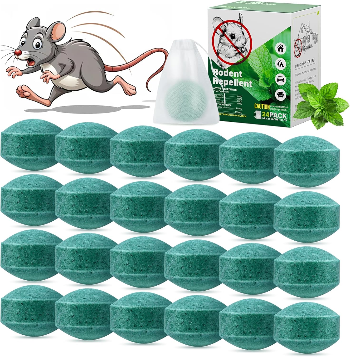 24 Pack Peppermint Mouse Repellent - Say Goodbye to Rodents!