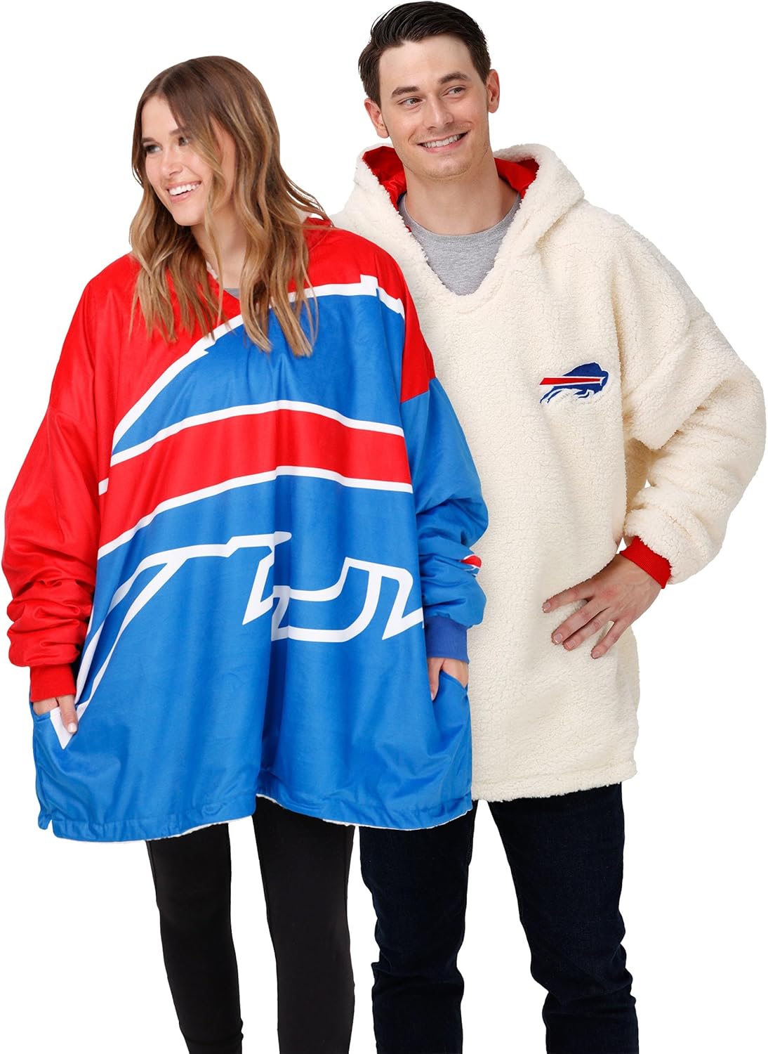 NFL Team Logo Reversible Oversized Sherpa Hoodie Sweatshirt