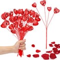 Red Glitter Valentine's Heart Stems with Mirror Disco Balls for Stunning Decor!