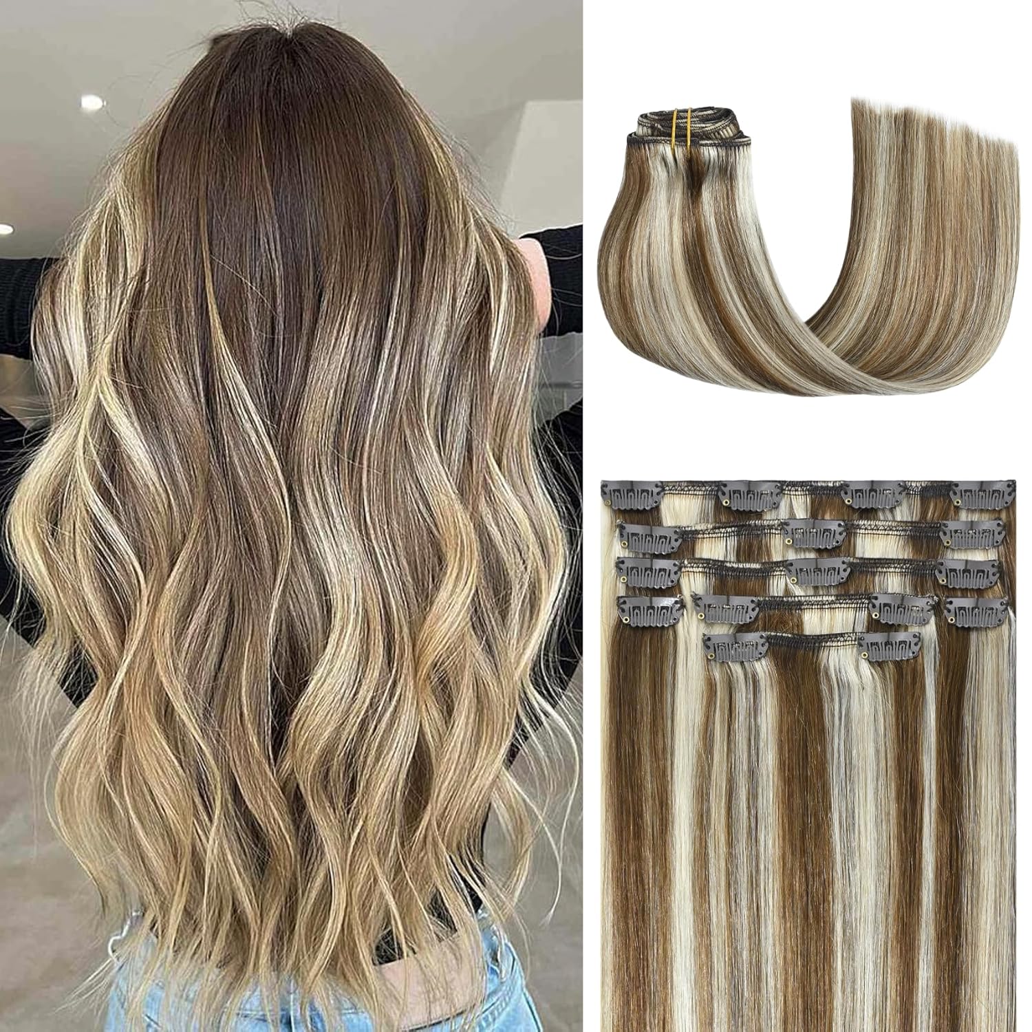 Honsoo Clip In Remy Hair Extensions for Stunning Balayage Looks