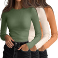 Ficerd 3 Pack Women's Ribbed Long Sleeve Tops - Slim Fit (Style FG51)