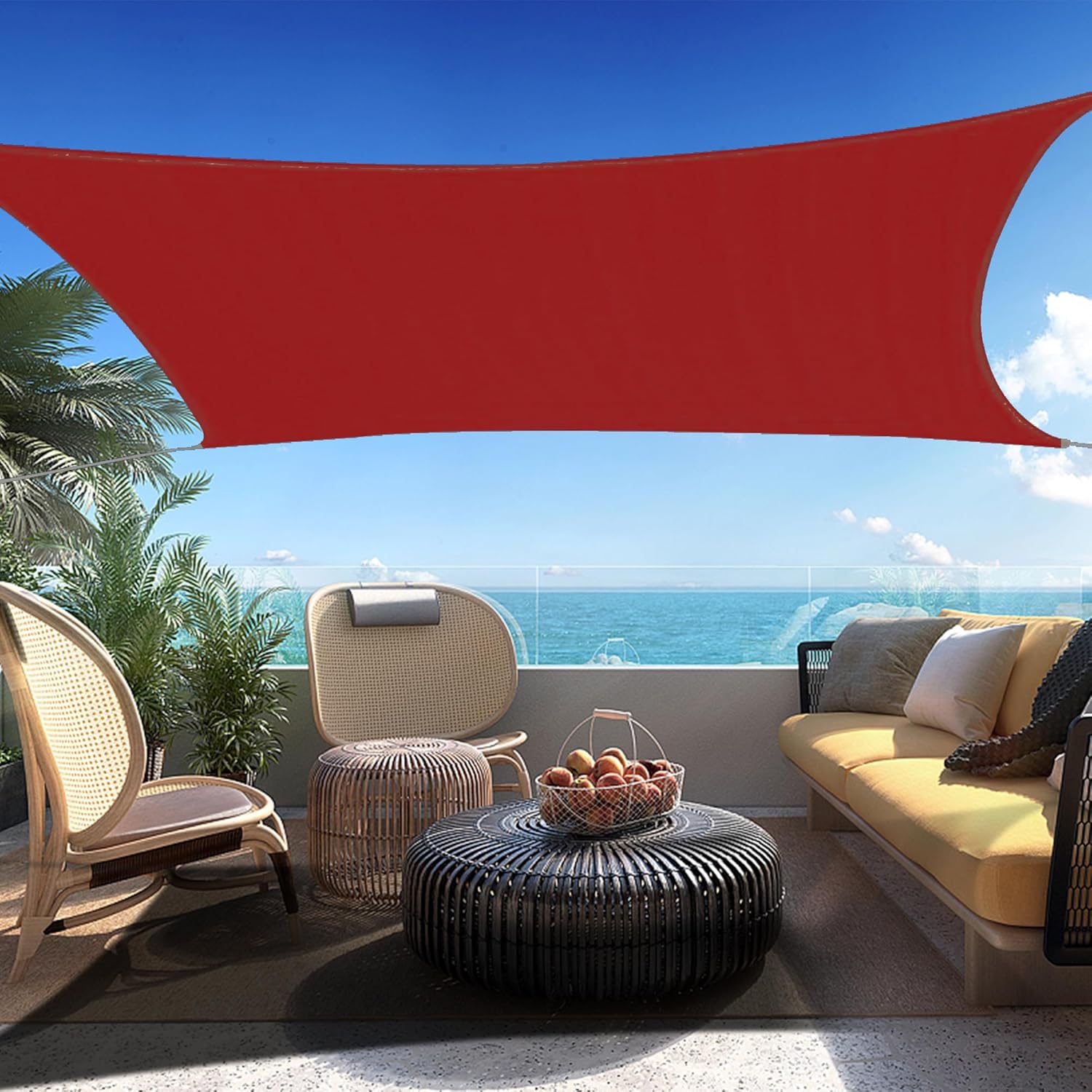 Custom Size 17ft x 20ft Red Rectangle Sun Shade Sail for Outdoor Use