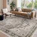6x9 Brown Washable Area Rug for Living Room and Office Use