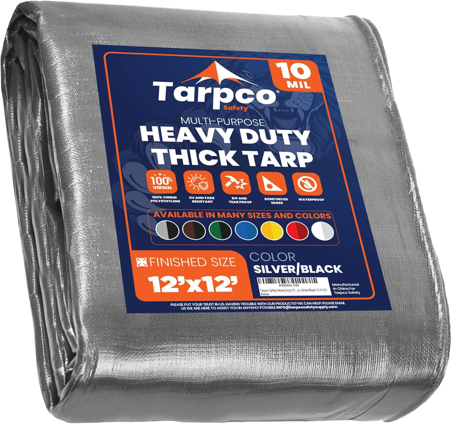 Tarpco Safety Heavy Duty 10 Mil Tarp Cover for All Needs