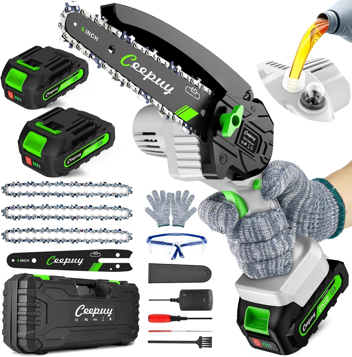 Mini Chainsaw Cordless 6 Inch Electric Chainsaw for Trimming