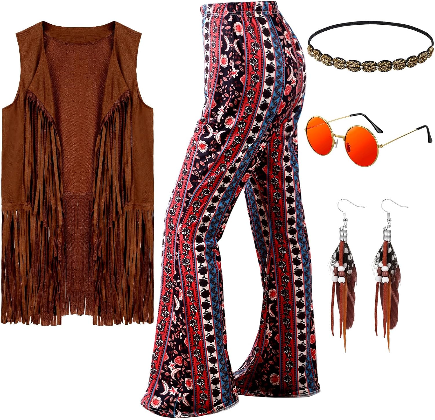 60s 70s Costume for Women Disco Outfits Hippie Accessories Set