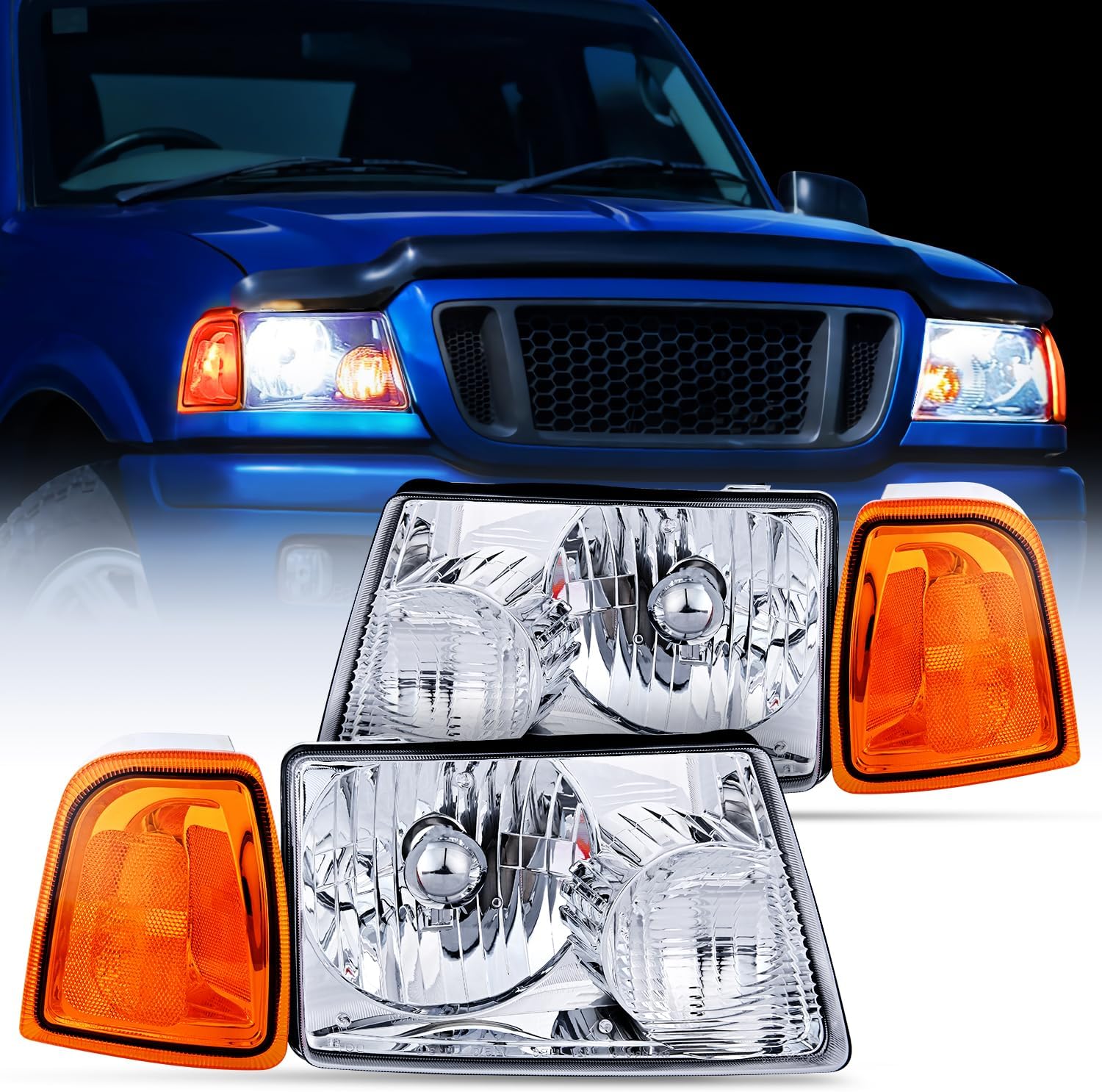 Nilight Headlight Assembly for 2001-2011 Ford Ranger Vehicles