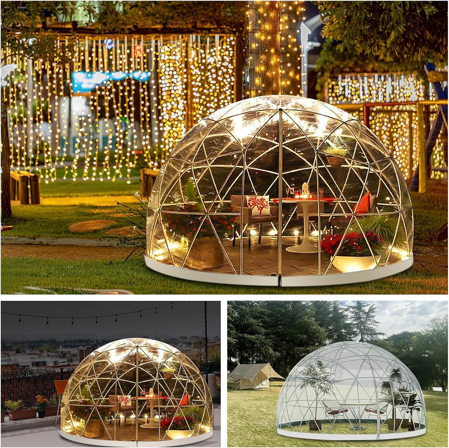 Geodesic Garden Dome Igloo Tent - Waterproof & Transparent Cover