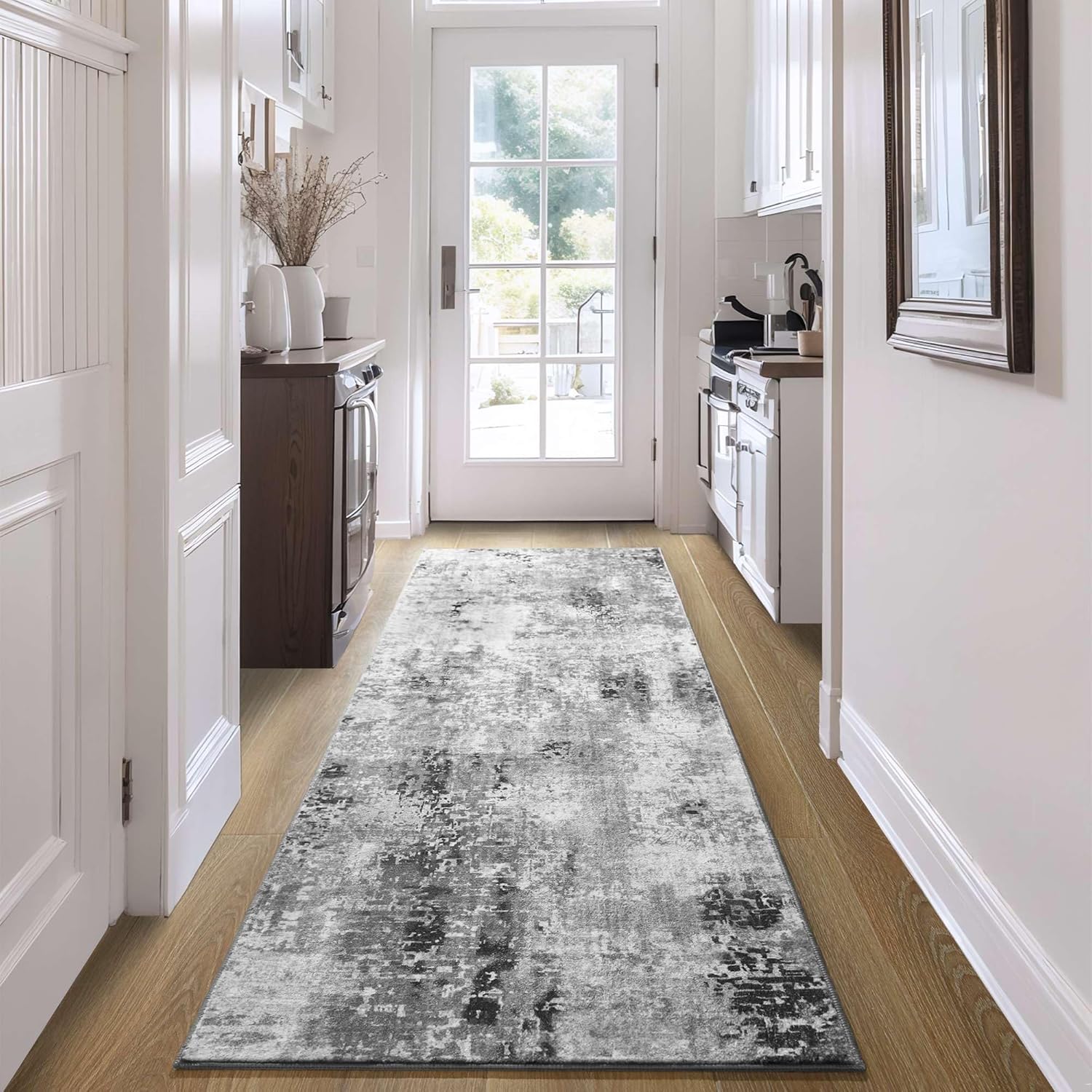 Runner Rug for Hallways Kitchen Non Slip 2ft 6in'x8ft Soft Abstract