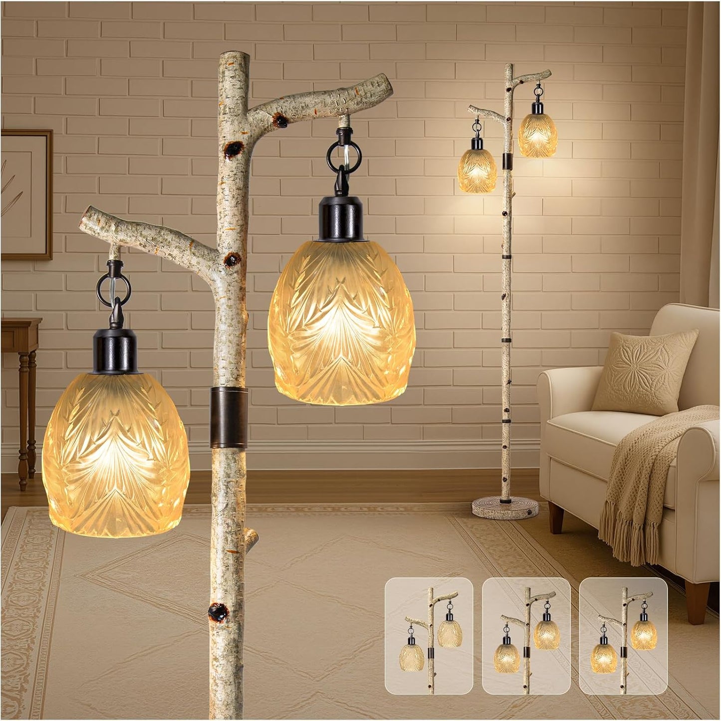 Retro 68.5 Tall Floor Lamp with Carving Shade for Home Decor
