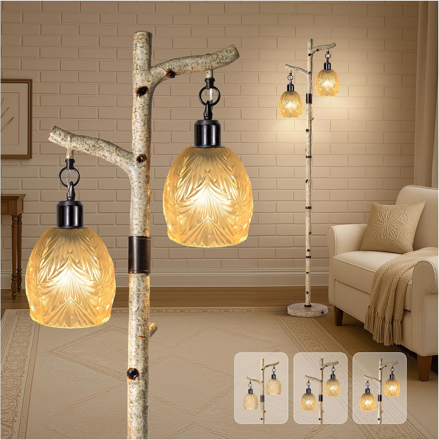 Retro 68.5 Tall Floor Lamp with Carving Shade for Home Decor