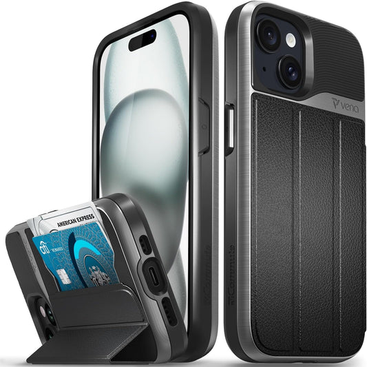 VENA vCommute Custom Wallet Case for iPhone 15 with Kickstand