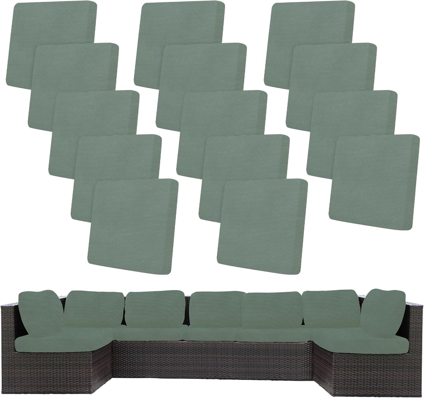 14Pcs Stretch Patio Cushion Covers for Outdoor Furniture Use