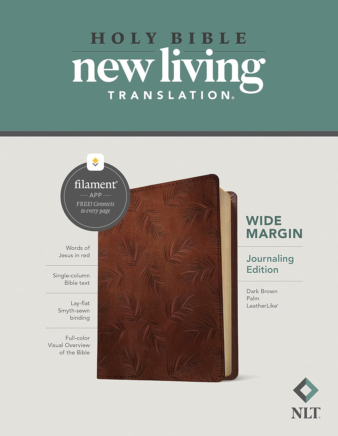 NLT Wide Margin Bible with Filament Technology in Dark Brown