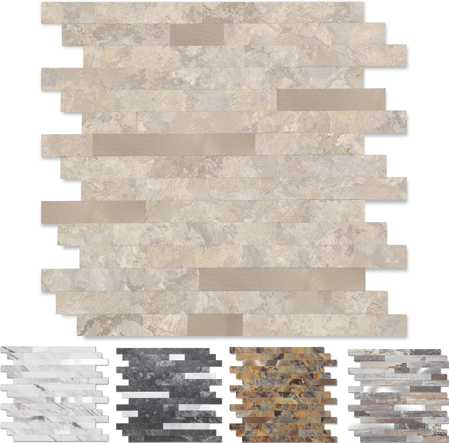 Yipscazo Peel and Stick Stone Metal Tile Backsplash for Home