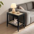 SICOTAS Rattan Nightstand Bedside Table - Farmhouse Boho Accent