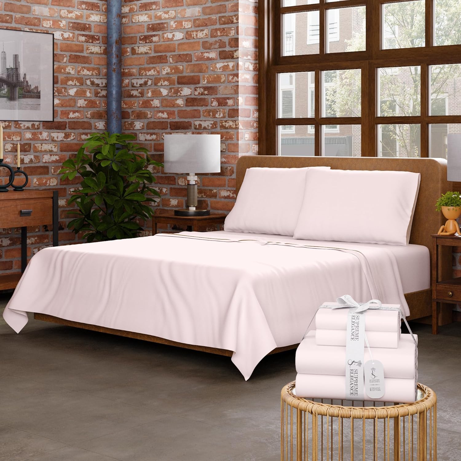 Blush Organic Cotton Full Bed Sheets Set for Ultimate Comfort