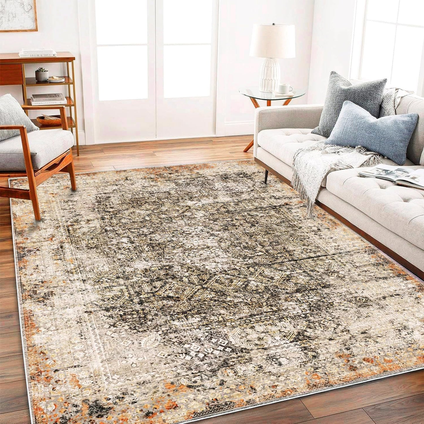 5ftx7ft Washable Area Rug Vintage Traditional Floor Cover