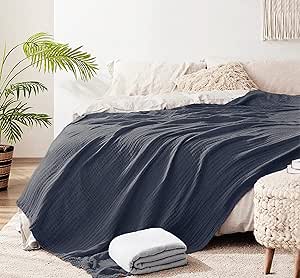 100% Organic Muslin Cotton Gauze Throw Blanket for All Seasons