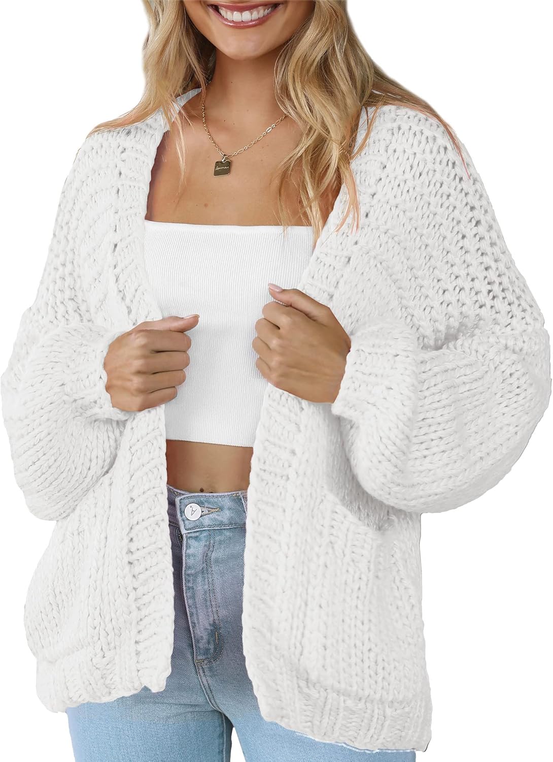Women's Cardigan Soft Pocketed Long Sleeves Casual Sweater
