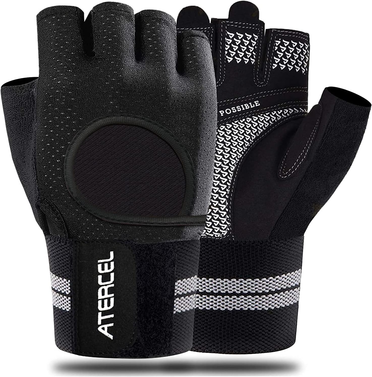 Breathable Weight Lifting Gloves with Wrist Support by ATERCEL