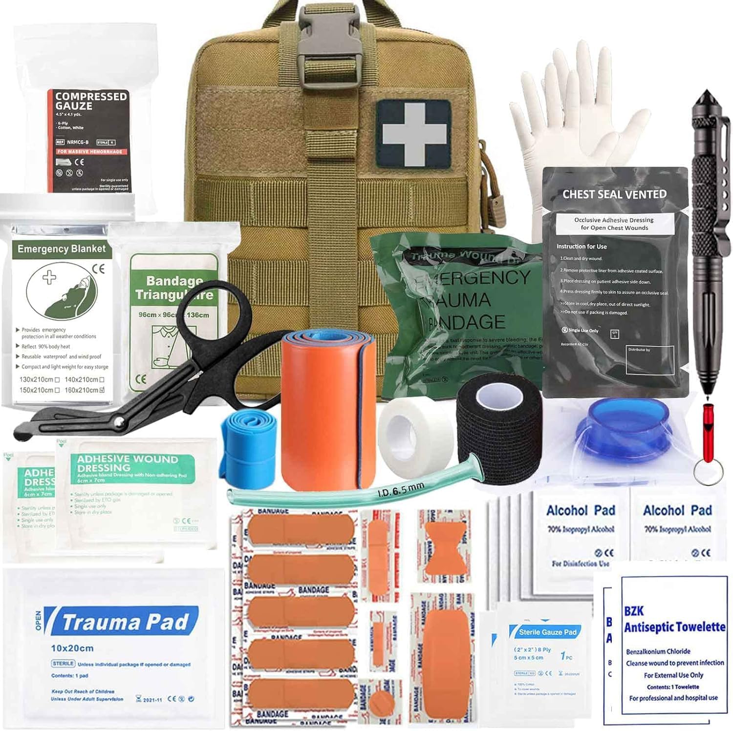 Ifak Trauma Kit - 74 Piece Tactical First Aid Supplies for Outdoor