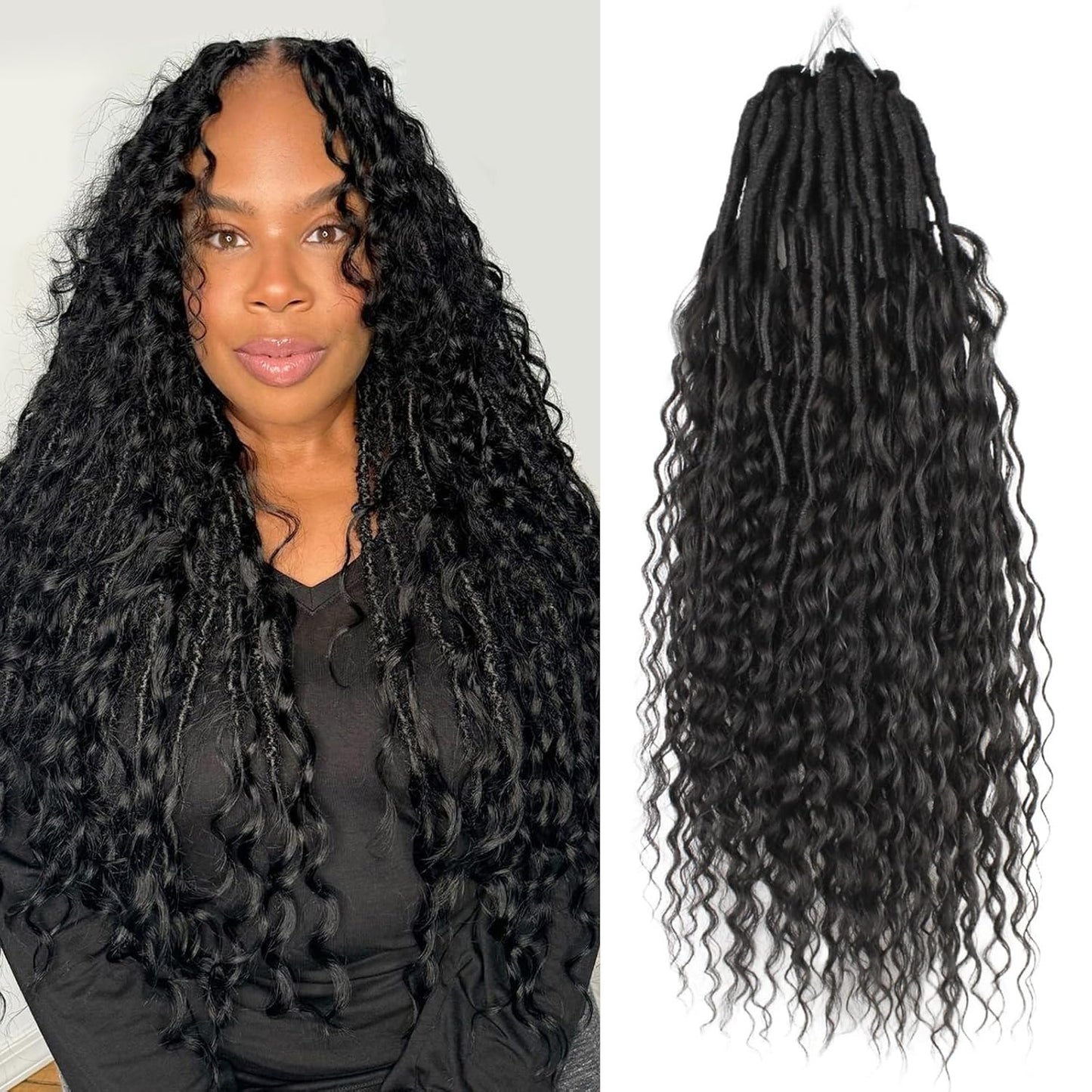Boho Faux Locs Crochet Hair for Women - 18 Inch Curls