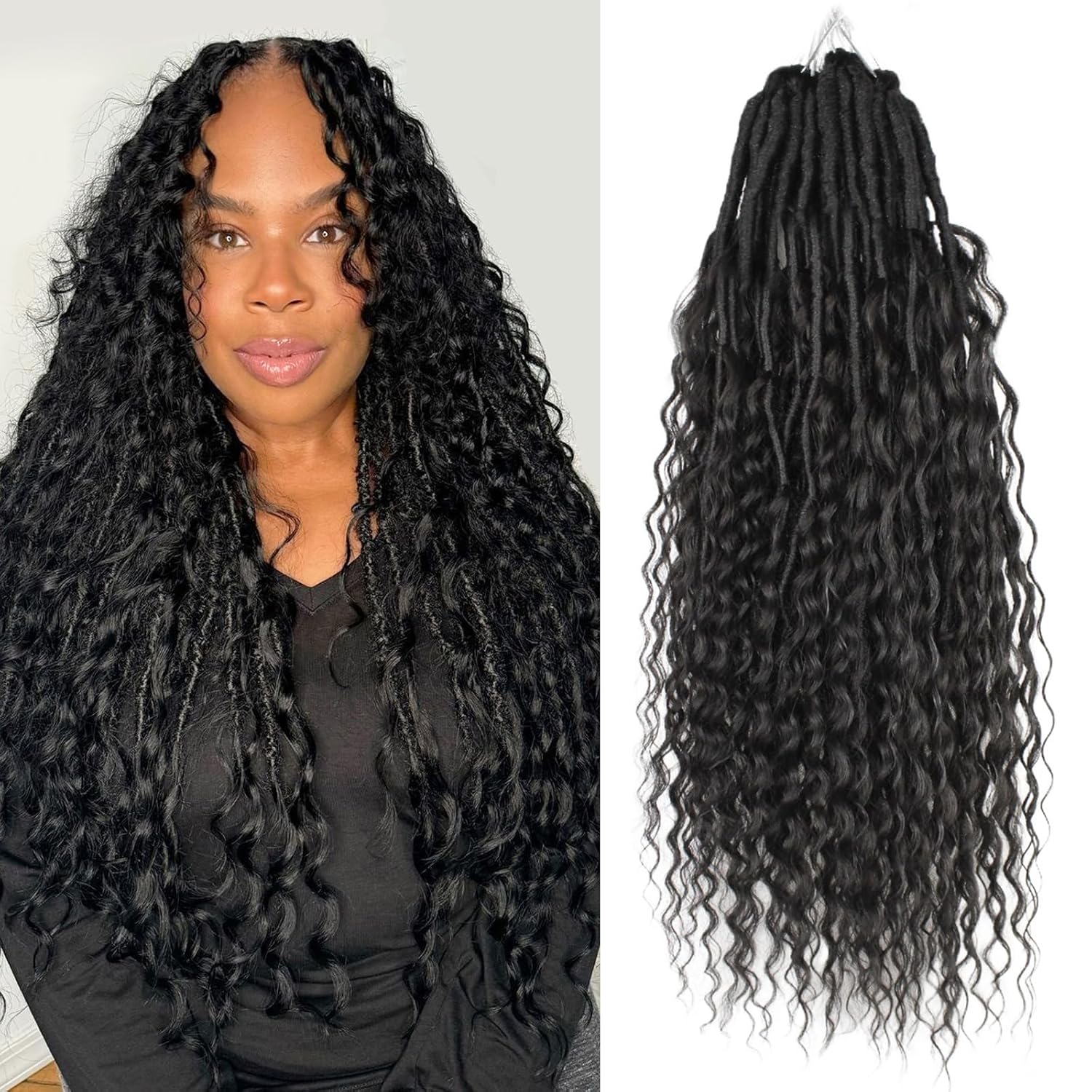 Boho Faux Locs Crochet Hair for Women - 18 Inch Curls