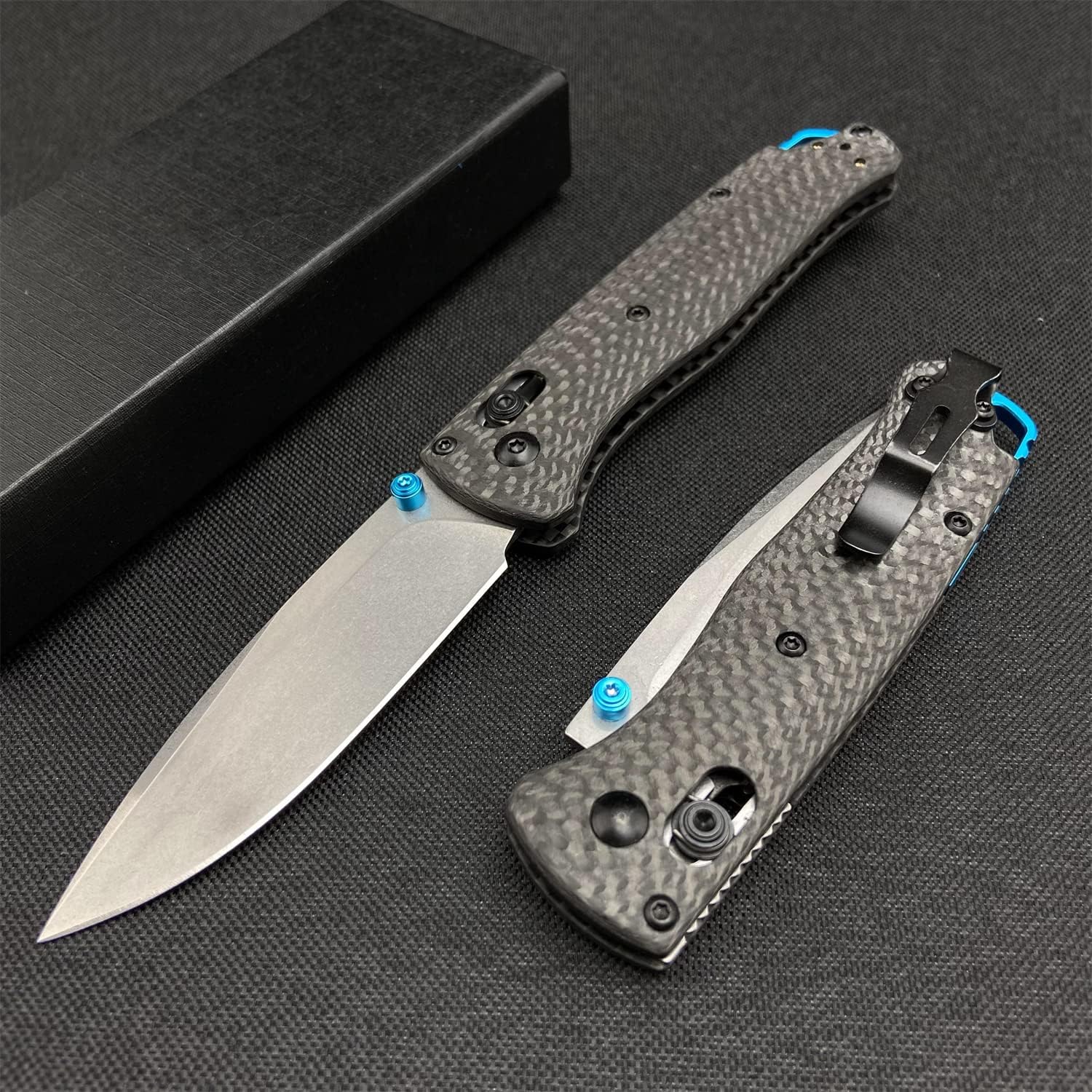 HUAAO EDC Knife with 8Cr13MoV Blade and Carbon Fiber Handle