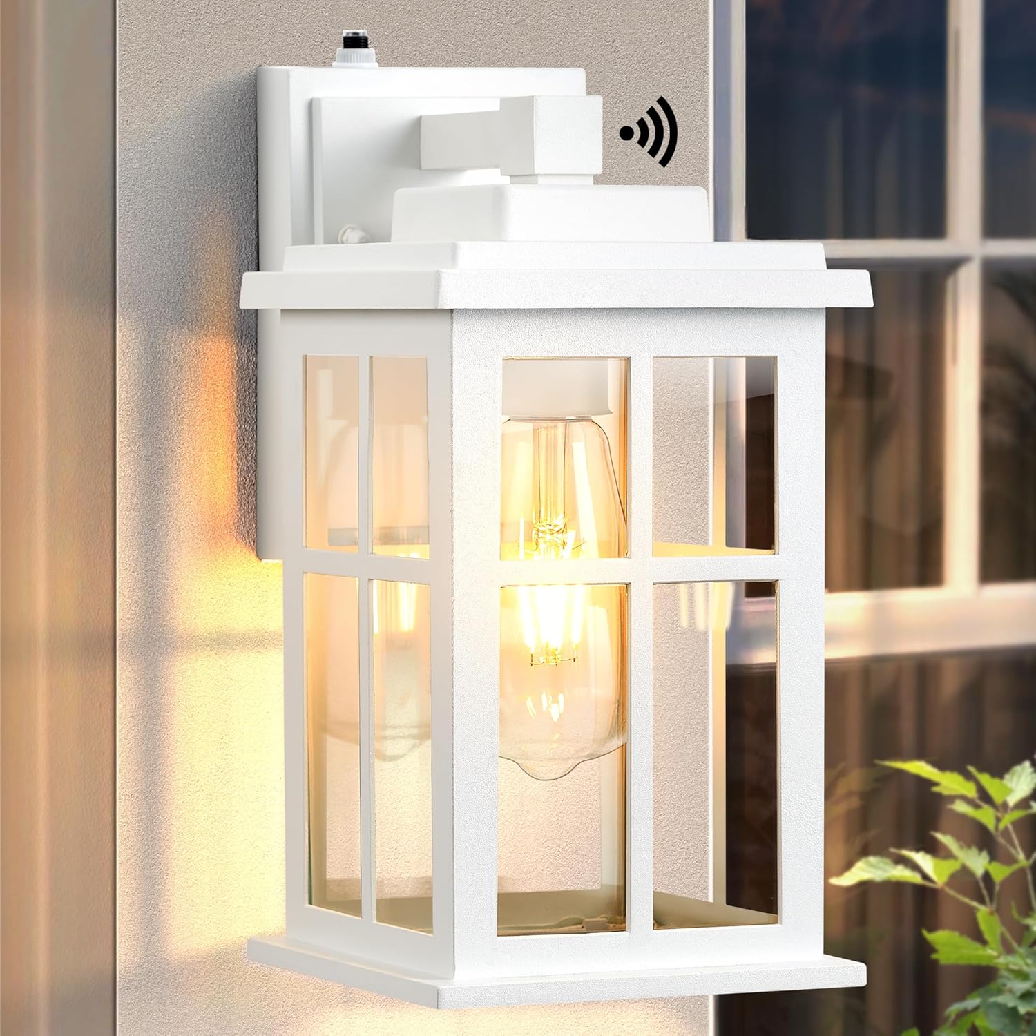 White Outdoor Wall Lights with Dusk to Dawn Sensor for Home