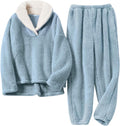 Women's Fluffy Pajamas Set - Cozy Coral Fleece 2-Piece PJs