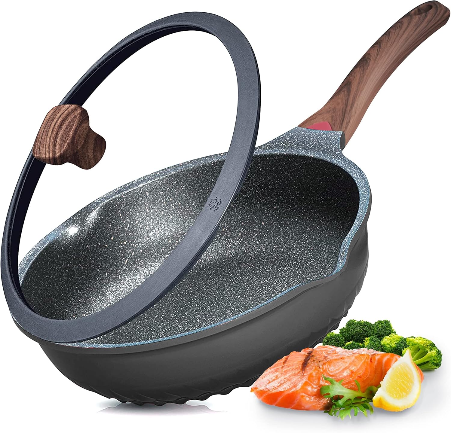 Vinchef Nonstick Deep Frying Pan Skillet with Lid, 11in/5Qt