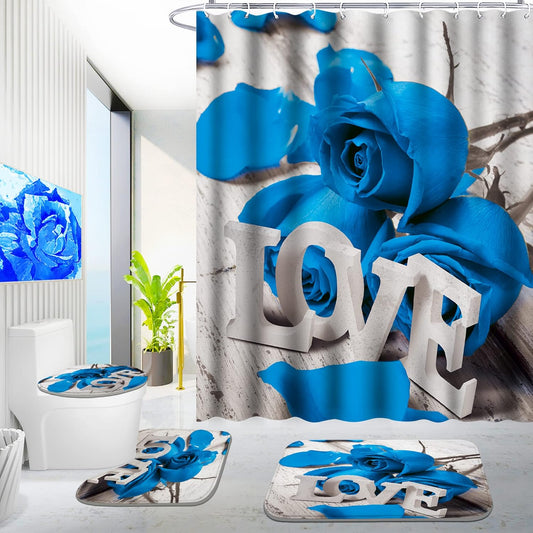 10-Piece Blue Rose Bathroom Shower Set