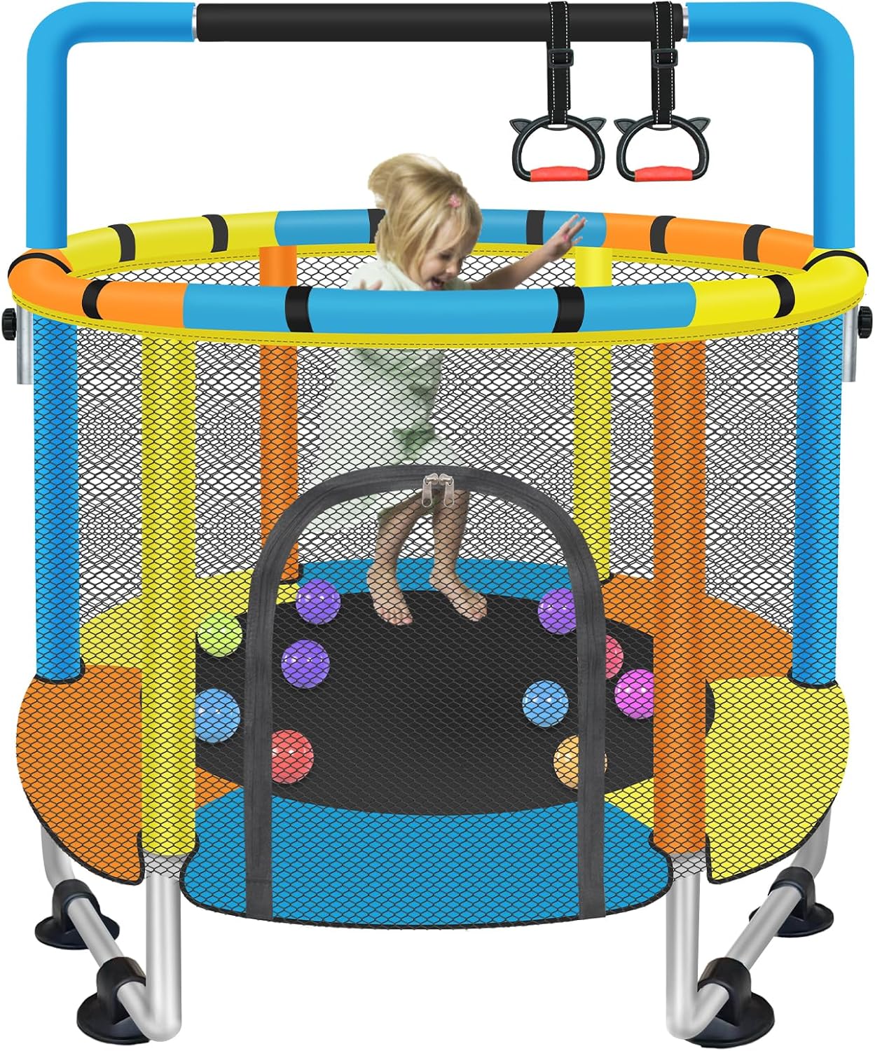 Toddler Trampoline for Kids Ages 1-8 with Safety Enclosure Net