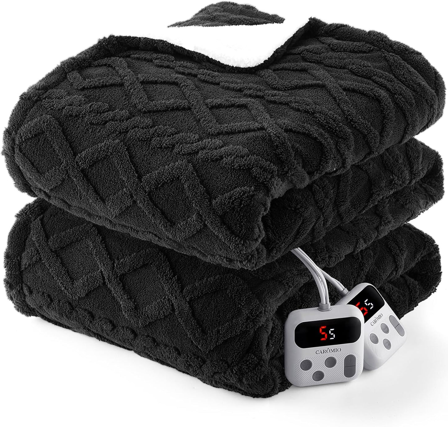 CAROMIO Electric Blanket Queen Size with Dual Control Features